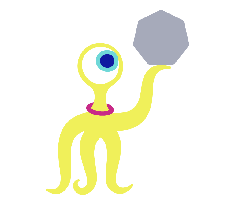 Miss Octopus holding up a shape