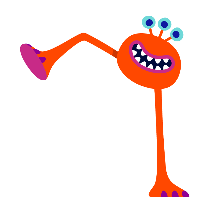 Mr Orange standing on one leg