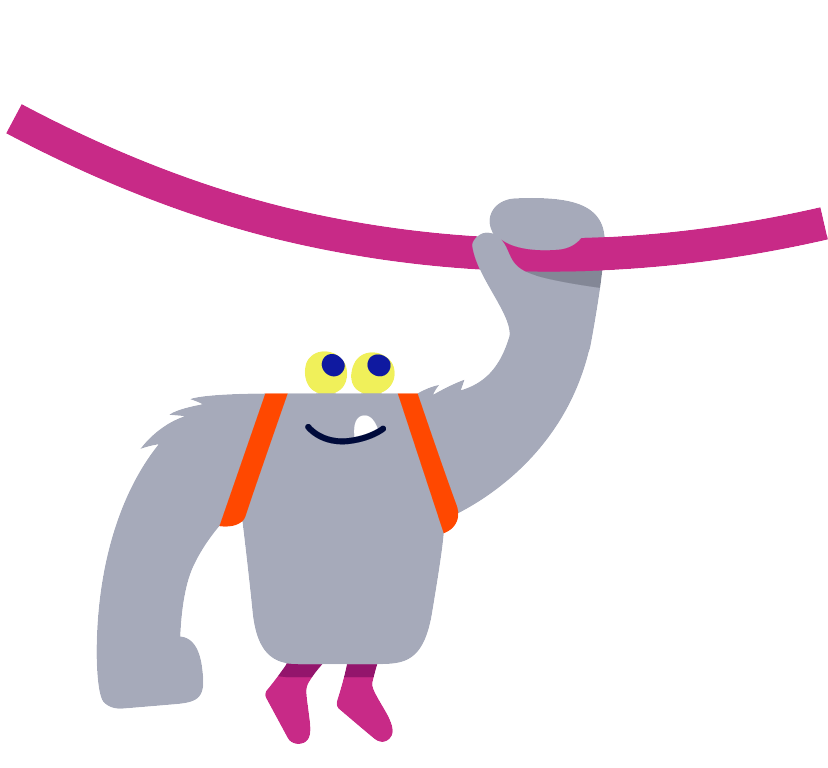 Mr Orangutan hanging from a rope